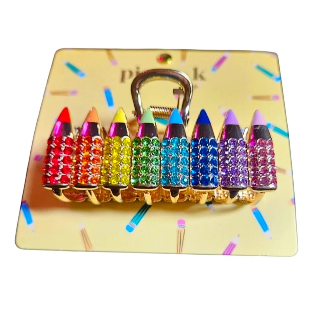 NWT ⚜️🌈⚜️ Piper K Gorgeous Rhinestone Multicolor Pencil Hair Clips